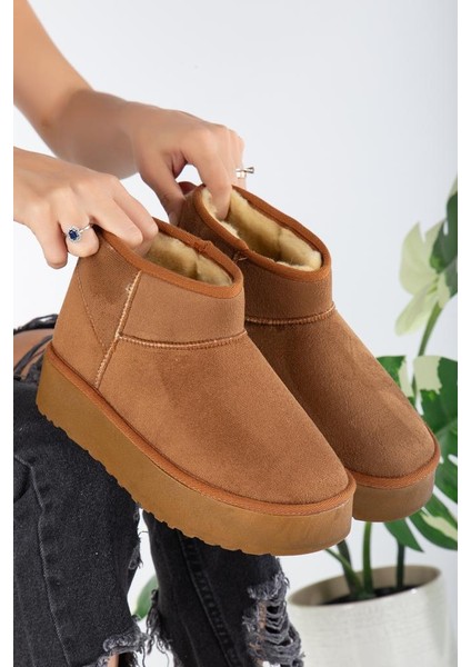 Kalın Tabanlı Taba Içi Tüylü Mini Kadın Bot modelleri