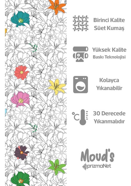 Çiçek Serisi Desenli Süet Dertsiz Masa Örtüsü