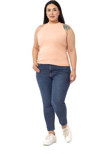 Büyük Beden Halter Yaka Yarım Balıkçı Fitilli Kaşkorse Somon Body fiyatları