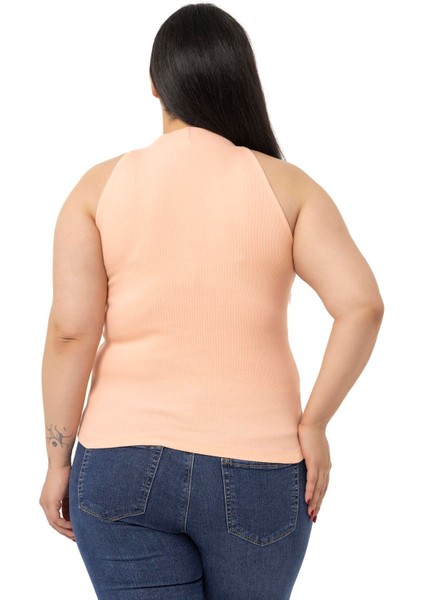 Büyük Beden Halter Yaka Yarım Balıkçı Fitilli Kaşkorse Somon Body modelleri