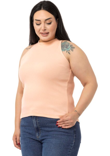 Büyük Beden Halter Yaka Yarım Balıkçı Fitilli Kaşkorse Somon Body fırsatları