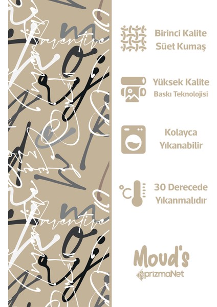 Imza Desenli Süet Dertsiz Masa Örtüsü