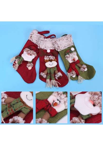 Adet Noel Çorabı Noel Baba Şekeri Çorap Noel Ağacı Dekor Çantası (Yurt Dışından)