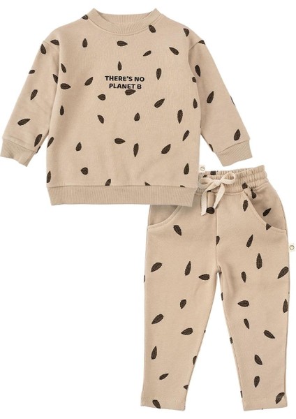 Çocuk Eşofman Takımı Bej Yaprak Organik Pamuk fiyatları
