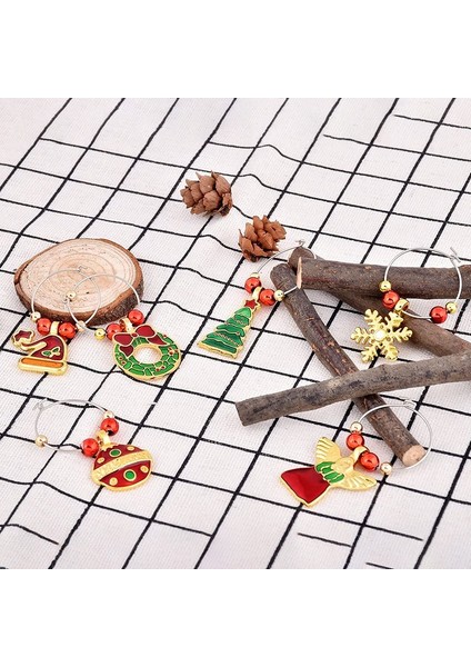 6'lı Kokteyl Işaretleyici Seti Şampanya Bardağı Noel Süslemeleri (Yurt Dışından) indirimleri