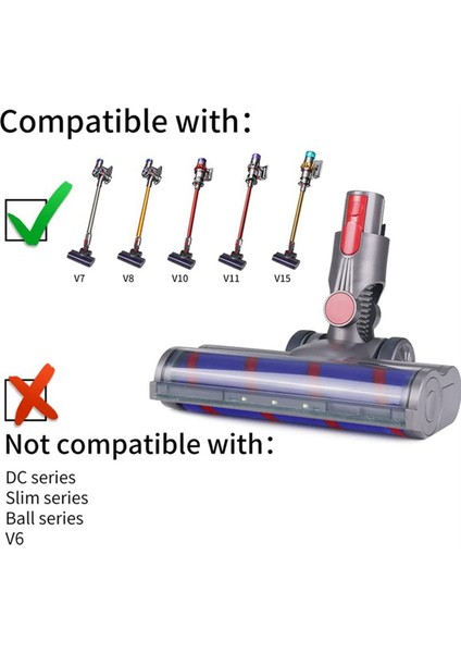 Dyson V7 V8 V10 Yumuşak Rulo Fırça Çubuğu LED Farlar Zemin Fırçası Için (Yurt Dışından)