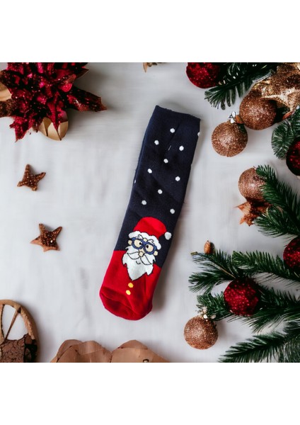 Yılbaşı Temalı Uzun Havlu Çorap Christmas Yeni Yıl