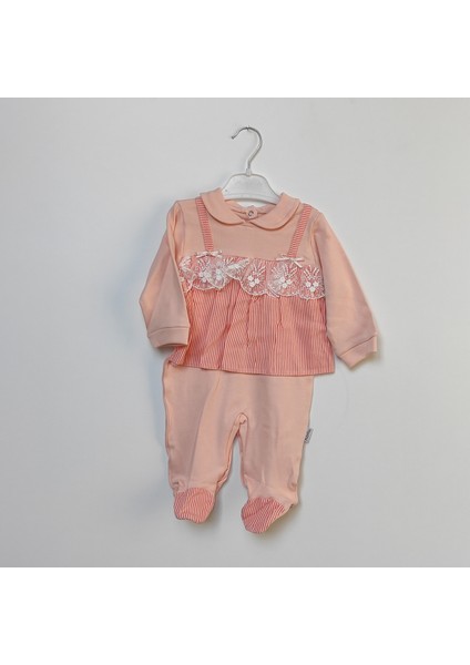 Çizgili Askılı Fırfırlı Tulum