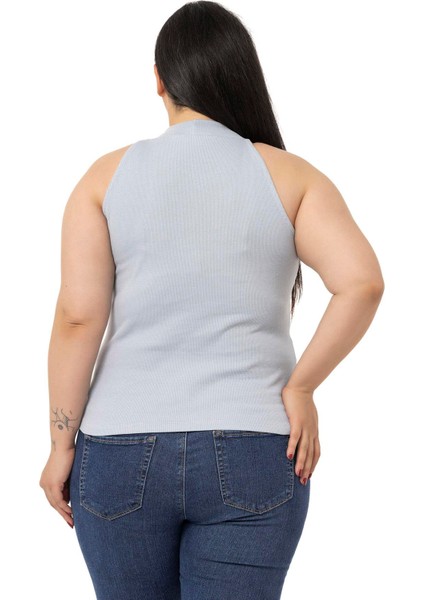 Büyük Beden Halter Yaka Yarım Balıkçı Fitilli Kaşkorse Gri Body modelleri