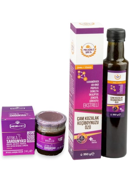 Mesri Şifa Afrika Sardunyası Macun 240 G+ Mesri Şifa Çam Kozalak Keçiboynuzu Özü 350 G