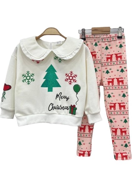 Kız Çocuk Christmas Temalı Bebek Yaka Taytlı Takım