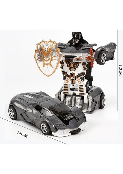 (Iki Adet) Çarpışma Deformasyon Oyuncak Araba Autobot Robot Atalet Etkisi Bir Düğme Deformasyon Araba Çocuk Hediye (Yeni Rambo Gri Renkli Kutu) (Yurt Dışından)