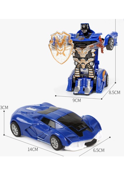 (Iki Adet) Çarpışma Deformasyon Oyuncak Araba Autobot Robot Atalet Etkisi Bir Düğme Deformasyon Araba Çocuk Hediye (Bugatti Mavi Renkli Kutu) (Yurt Dışından)