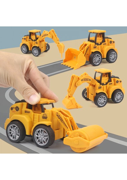 Dört Parçalı Set [yol Silindiri + Buldozer + Delici + Ekskavatör] Çocuk Atalet Simülasyonu Mühendislik Aracı Araba Itme Tipi Çalışan Ekskavatör Buldozer Oyuncak (Yurt Dışından)
