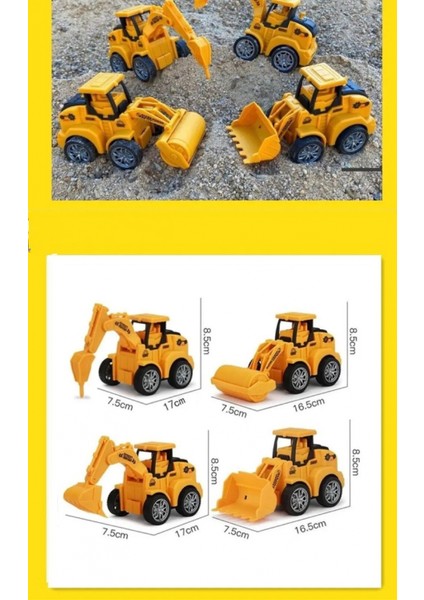 Dört Parçalı Set [yol Silindiri + Buldozer + Delici + Ekskavatör] Çocuk Atalet Simülasyonu Mühendislik Aracı Araba Itme Tipi Çalışan Ekskavatör Buldozer Oyuncak (Yurt Dışından)