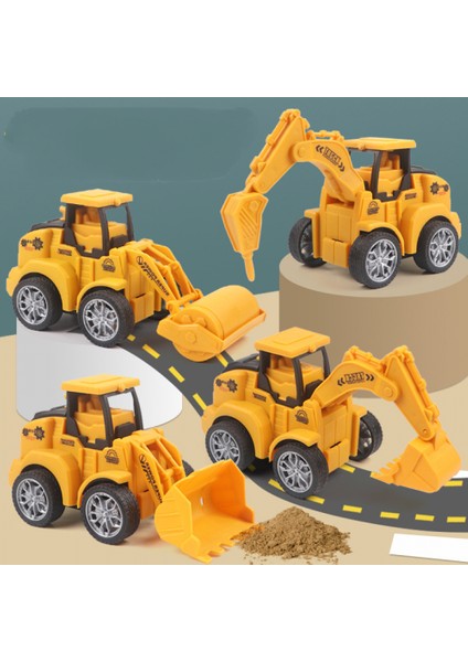 Dört Parçalı Set [yol Silindiri + Buldozer + Delici + Ekskavatör] Çocuk Atalet Simülasyonu Mühendislik Aracı Araba Itme Tipi Çalışan Ekskavatör Buldozer Oyuncak (Yurt Dışından)