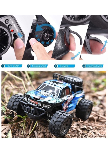 1/18 Ölçekli Rc Arabalar C4WD Uzaktan Kumanda Araba Tüm Arazi Yüksek Hızlı 20KM/H Off-Road Kamyon Erkek Kızlar Için, Rc Paletli Araba Oyuncak Hediye 5-12 Yaş Çocuklar Için, Mavi (Yurt Dışından)