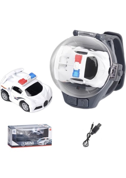 (1 Paket) Araba Izle Oyuncak Elektrikli Yarış Uzaktan Kumandalı Araba Araba Saati (Alaşım Beyaz Polis Arabası (Şarj Versiyonu)) (Yurt Dışından)