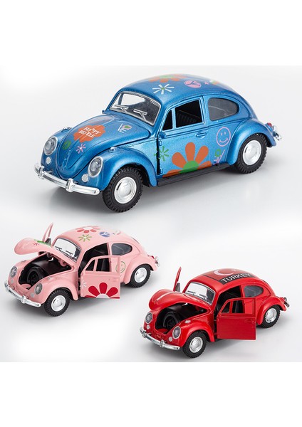 1:32 Alaşım Graffiti Polis Arabası Beetle Geri Çekme Araba Modeli Çocuk Oyuncakları Erkek Oyuncakları (Polis Kırmızı, 2 Paket) (Yurt Dışından)