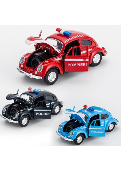 1:32 Alaşım Graffiti Polis Arabası Beetle Geri Çekme Araba Modeli Çocuk Oyuncakları Erkek Oyuncakları (Polis Kırmızı, 2 Paket) (Yurt Dışından)