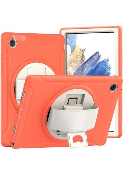 Samsung Tab A8 10.5 Inç Koruyucu Kapak X200/X205 Üç Geçirmez Tablet Her Şey Dahil Dönen Koruyucu Kapak Turuncu (Yurt Dışından)