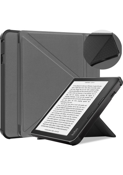 Kobo Sage 8" E-Okuyucu Için 2021'DE Çıktı, Yumuşak Tpu Mat Arka Kapak, Manyetik Kapatmalı ve Ayaklı Ince Akıllı Folyo Kapak - Gri (Yurt Dışından)