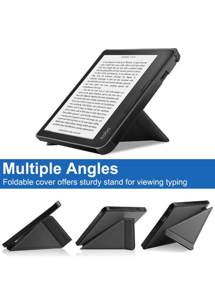 Kobo Sage 8" E-Okuyucu Için 2021'DE Çıktı, Yumuşak Tpu Mat Arka Kapak, Manyetik Kapatmalı ve Ayaklı Ince Akıllı Folyo Kapak - Gri (Yurt Dışından)