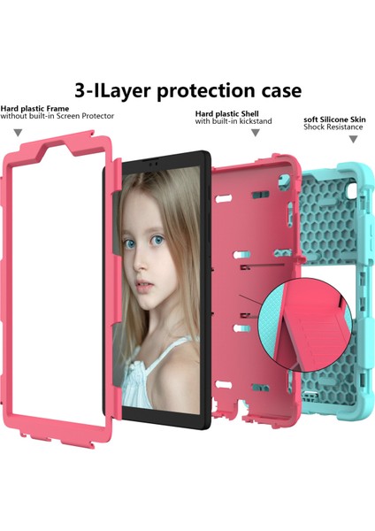 Samsung Galaxy Tab A7 Case 2021 (SM-T220/T225) Için Hibrit Samsung A7 Case 8.7 Inç Standlı, Darbeye Dayanıklı Sağlam Samsung Tablet A7 Erkek ve Kız Çocuk Kılıfı (Koyu Mavi+Kırmızı) (Yurt Dışından)