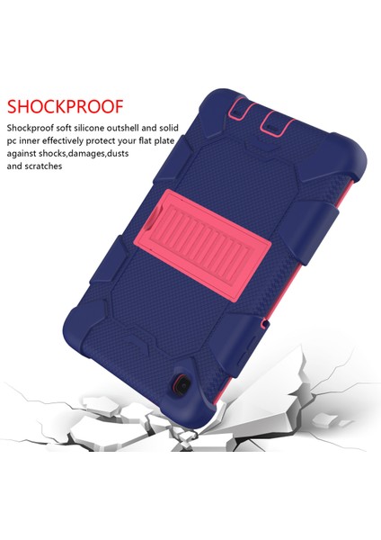 Samsung Galaxy Tab A7 Case 2021 (SM-T220/T225) Için Hibrit Samsung A7 Case 8.7 Inç Standlı, Darbeye Dayanıklı Sağlam Samsung Tablet A7 Erkek ve Kız Çocuk Kılıfı (Koyu Mavi+Kırmızı) (Yurt Dışından)