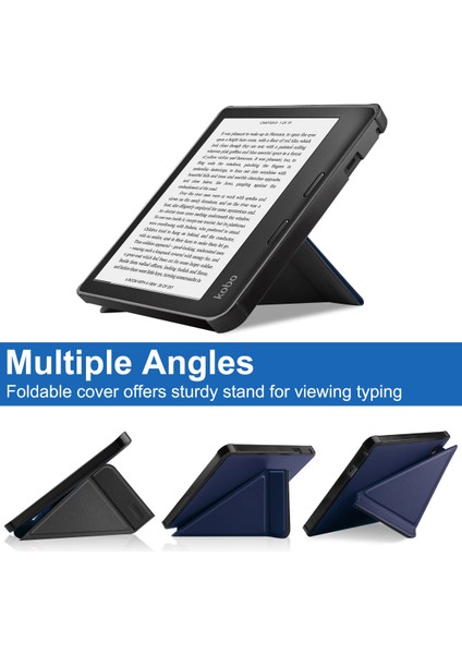 2021'DE Çıkan Kobo Sage 8" E-Okuyucu Için, Yumuşak Tpu Mat Arka Kapak, Manyetik Kapatmalı ve Ayaklı Ince Akıllı Folyo Kapak - Koyu Mavi (Yurt Dışından) fiyatları