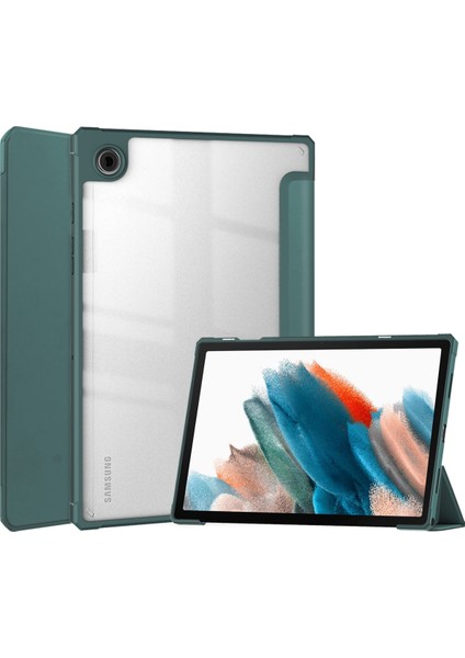 Samsung Galaxy Tab A8 10.5" 2021 Modelleri Için (SM-X200/X205), Şeffaf Sırtlı Darbeye Dayanıklı Kılıf, Otomatik Uyandırma/uyku, Yeşil (Yurt Dışından)