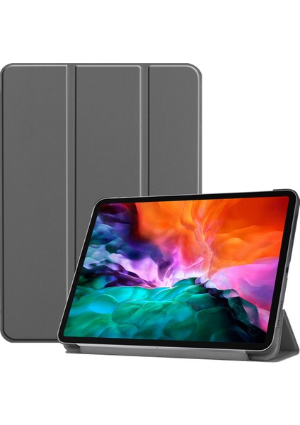 iPad Pro 12.9 Inç Kapak 2021 5. Nesil Için, Ultra Ince Üç Katlı Stand Kapağı [otomatik Uyutma/uyandırma] iPad Pro 12.9 2021 Yumuşak Tpu Arka Kapak - Gri (Yurt Dışından)