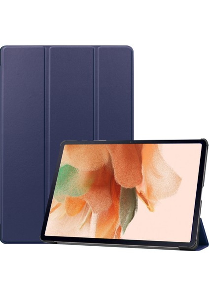 Samsung Galaxy Tab S7 Fe 12.4" 2021 / Galaxy Tab S7+ 12.4" 2021T730/T736 Için, Esnek Tpu Arka Kapak Otomatik Uyku/uyandırma Özellikli Hafif Üç Katlı Stand, Koyu Mavi (Yurt Dışından)