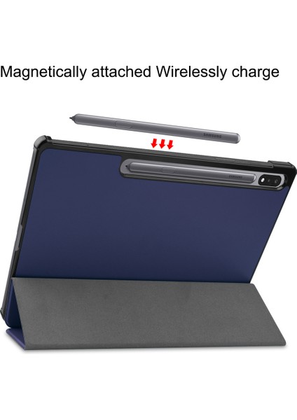 Samsung Galaxy Tab S7 Fe 12.4" 2021 / Galaxy Tab S7+ 12.4" 2021T730/T736 Için, Esnek Tpu Arka Kapak Otomatik Uyku/uyandırma Özellikli Hafif Üç Katlı Stand, Koyu Mavi (Yurt Dışından) fırsatları
