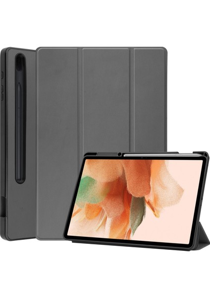 Samsung Galaxy Tab S7 Fe Lite T730/T736 12.4 Inç Için, Darbeye Dayanıklı Tam Gövde Üç Katlı Stand Kalem Tutucu Yuvalı Tpu Arka Kılıf/otomatik Uyandırma, Gri (Yurt Dışından)