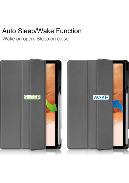 Samsung Galaxy Tab S7 Fe Lite T730/T736 12.4 Inç Için, Darbeye Dayanıklı Tam Gövde Üç Katlı Stand Kalem Tutucu Yuvalı Tpu Arka Kılıf/otomatik Uyandırma, Gri (Yurt Dışından) fiyatları