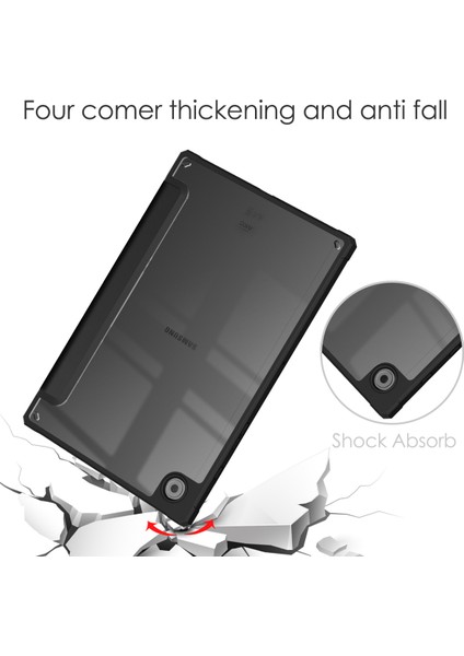Samsung Galaxy Tab A8 10.5" 2022 Modelleri Için (SM-X200/X205), Şeffaf Şeffaf Sırtlı Darbeye Dayanıklı Kılıf, Otomatik Uyandırma/uyku, Siyah (Yurt Dışından) fırsatları