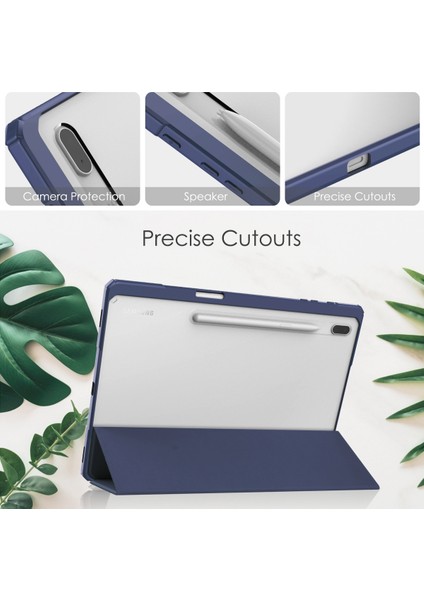 Samsung Galaxy Tab S8+ 12.4 2022 (SM-X800/X806) / Tab S7 Fe 12.4-Inch 2021 / Tab S7 Plus 12.4 2020 Için S Pen Standlı, Otomatik Uyandırmalı Şeffaf Tablet Arkası, Koyu Mavi (Yurt Dışından) modelleri
