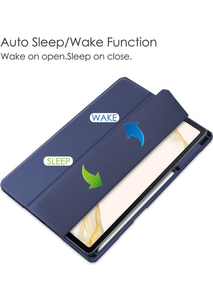 Samsung Galaxy Tab S8+ 12.4 2022 (SM-X800/X806) / Tab S7 Fe 12.4-Inch 2021 / Tab S7 Plus 12.4 2020 Için S Pen Standlı, Otomatik Uyandırmalı Şeffaf Tablet Arkası, Koyu Mavi (Yurt Dışından) fırsatları