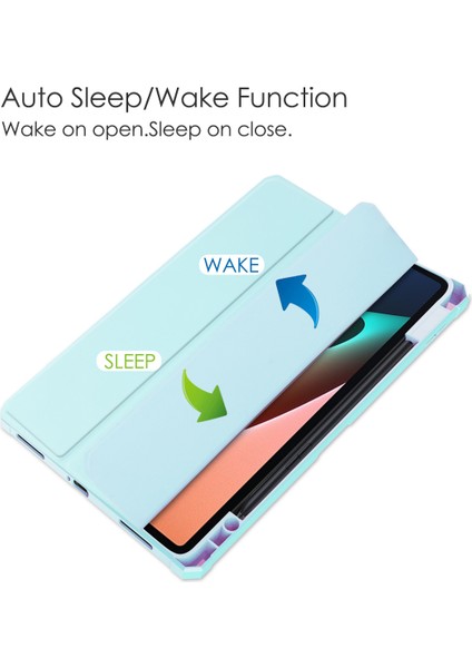 Mi Pad 5 11.0 Inç Için, Akıllı Ince Üç Katlı Stand ve Kalem Tutacağı Otomatik Uyutma/uyandırma Kapağı, Mi Pad 5 Pro 5g 2021 Için Şeffaf Şeffaf Arka Kapak - Mavi (Yurt Dışından) fırsatları