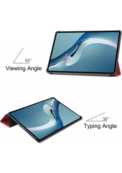 Huawei Matepad Pro 12.6 2021 Tablet Kılıfı Için Hafif Üç Katlı Stand Pc Sert Arka Kapak Kapak Tüm Vücut Sağlam Darbeye Dayanıklı Kapak(Renk: Kırmızı) (Yurt Dışından) fırsatları