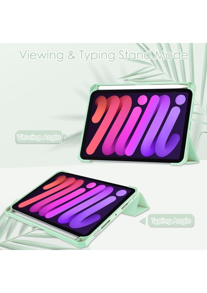 iPad Mini 6 Kılıf Için, iPad Mini 6. Nesil Kılıf 8.3", Kalem Tutuculu, Touch Id/ipencil Şarj Desteği, Şeffaf Sert Sırtlı, Nane Yeşili (Yurt Dışından)