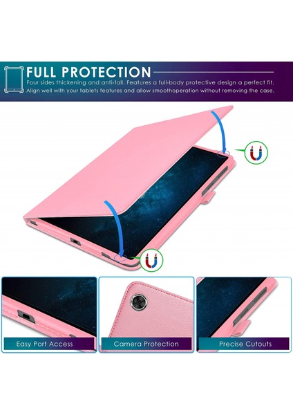 Lenovo Tab M10 Fhd Plus 10.3 Inç 2020 [2. Nesil] (Model: TB-X606) Tablet Kılıfı, Çoklu Görünümlü Pu Deri Kılıf Pembe Standlı (Yurt Dışından) fırsatları