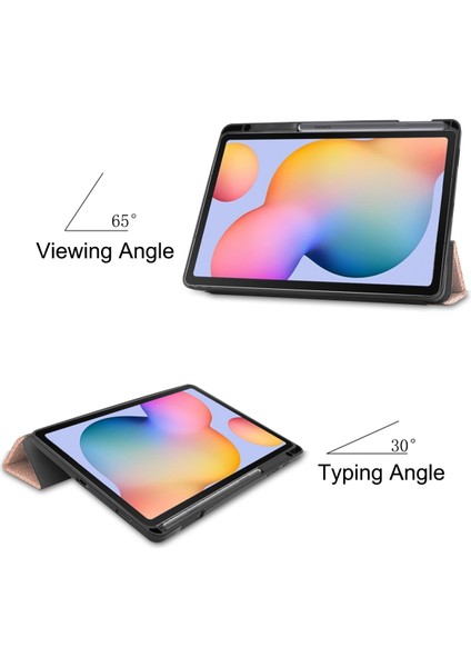 Samsung Galaxy Tab S6/tab S6 Tablet Kılıfı Için 10.4" Birinci Sınıf Deri Ince ve Hafif, Otomatik Uyku/uyandırma Sert Üç Katlı Stand Kapağı (P610/P615) Pembe Altın (Yurt Dışından) modelleri