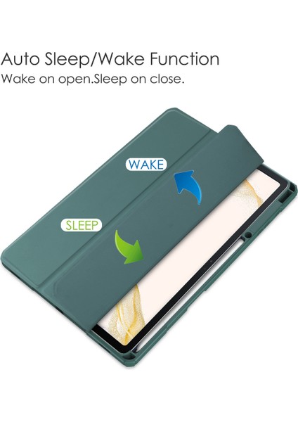 Samsung Galaxy Tab S8 + 12.4 2022 (SM-X800/X806) / Tab S7 Fe 12.4-Inch 2021 / Tab S7 Plus 12.4 2020 Için S Pen Standlı, Otomatik Uyandırmalı Şeffaf Tablet Arkası, Koyu Yeşil (Yurt Dışından) fırsatları