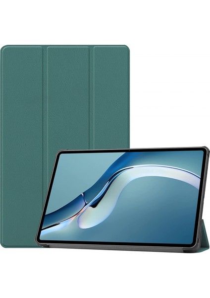 Huawei Matepad Pro 12.6 2021 Tablet Pc Kasası Hafif Üç Katlı Stand Pc Sert Arka Kapak Kapağı Tüm Vücut Sağlam Darbeye Dayanıklı Kılıf (Renk: Koyu Yeşil) (Yurt Dışından)