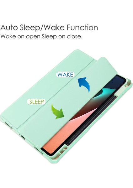 Mi Pad 5 11.0 Inç Için, Akıllı Ince Üç Katlı Stand ve Kalem Tutacağı Otomatik Uyutma/uyandırma Kapağı, Mi Pad 5 Pro 5g 2021 Için Şeffaf Şeffaf Arka Kapak - Nane Yeşili (Yurt Dışından) fırsatları