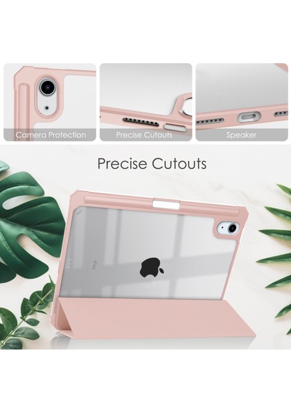 iPad Mini 6 Kılıf Için, iPad Mini 6. Nesil Kılıf 8.3", Kalem Tutuculu, Touch Id/ipencil Şarj Desteği, Şeffaf Sert Sırtlı, Pembe Altın (Yurt Dışından)