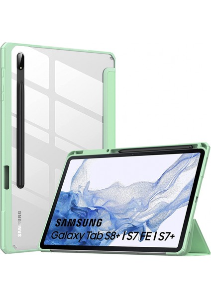 Samsung Galaxy Tab S7 Fe/s7 + Plus 12.4''2021 (SM-T730/SM-T736) Tablet Kılıfı, Tab S7 Fe, Otomatik Uyandırma/uyku Için Ince Şeffaf Arka Kapak Samsung Tab S7 Fe, Matcha Yeşili (Yurt Dışından)