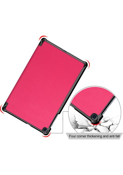 Samsung Galaxy Tab A 10.1 (2019) Için SM-T510 Gylint Tab A 10.1 (2019) Kılıf, Üç Katlı Stand Ince ve Hafif Kılıf; SM-T515 Gül Kırmızısı (Yurt Dışından)